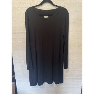 Lou & Gray Classic Long Sleeve Black shift Dress, Large